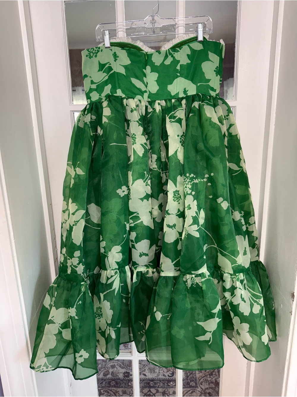 Anthropologie Selkie Floral Corset Dress Puff Hem Green Tea Party Size XL NWT - Picture 5 of 13